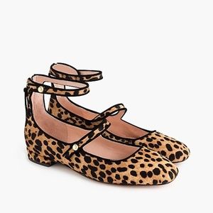 Poppy two-strap ballet flats in leopard calf hair